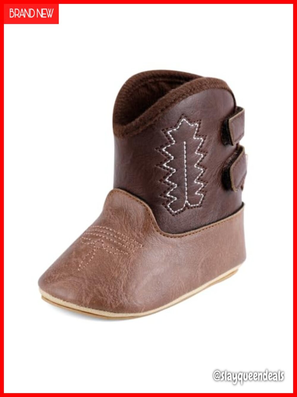 Leather Western Cowboy Bootie Crib Shoes for Baby Infant Toddler